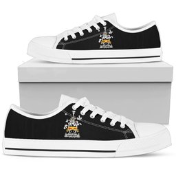 Irish Rafferty or O'Rafferty Coat of Arms Family Crest Ireland Low Top Shoes (Women's/Men's) Black/ White Irish Shoes