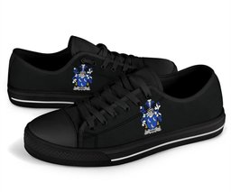 Irish Nash or Naish Coat of Arms Family Crest Ireland Low Top Shoes (Women's/Men's) Black/ White Irish Shoes
