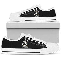 Irish Palmer Coat of Arms Family Crest Ireland Low Top Shoes (Women's/Men's) Black/ White Irish Shoes