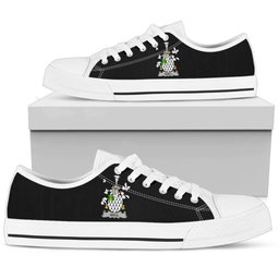 Irish Quill Coat of Arms Family Crest Ireland Low Top Shoes (Women's/Men's) Black/ White Irish Shoes
