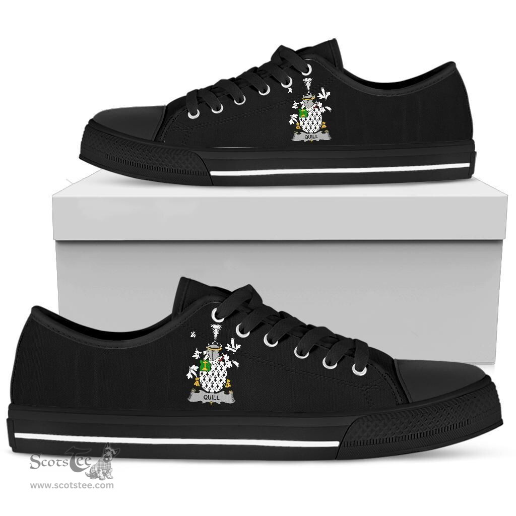Irish Quill Coat of Arms Family Crest Ireland Low Top Shoes (Women's/Men's) Black/ White Irish Shoes