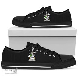 Irish Quill Coat of Arms Family Crest Ireland Low Top Shoes (Women's/Men's) Black/ White Irish Shoes