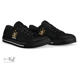 Irish Tyler Coat of Arms Family Crest Ireland Low Top Shoes (Women's/Men's) Black/ White Irish Shoes