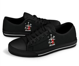 Irish Neale Coat of Arms Family Crest Ireland Low Top Shoes (Women's/Men's) Black/ White Irish Shoes