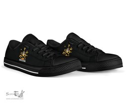 Irish Oliver Coat of Arms Family Crest Ireland Low Top Shoes (Women's/Men's) Black/ White Irish Shoes