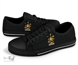 Irish Oliver Coat of Arms Family Crest Ireland Low Top Shoes (Women's/Men's) Black/ White Irish Shoes