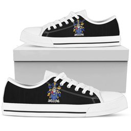 Irish Tipping Coat of Arms Family Crest Ireland Low Top Shoes (Women's/Men's) Black/ White Irish Shoes