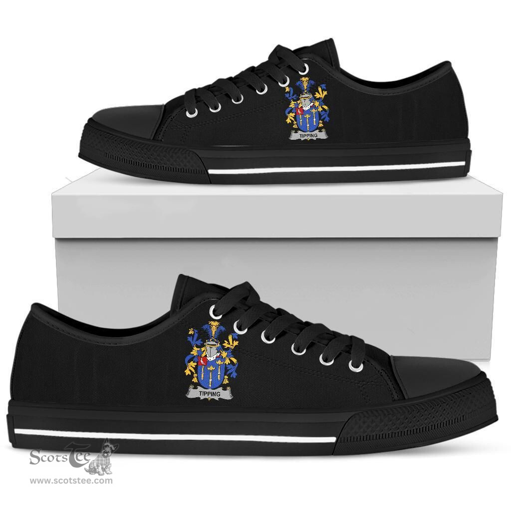 Irish Tipping Coat of Arms Family Crest Ireland Low Top Shoes (Women's/Men's) Black/ White Irish Shoes