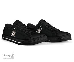 Irish Newcomen or Newcombe Coat of Arms Family Crest Ireland Low Top Shoes (Women's/Men's) Black/ White Irish Shoes