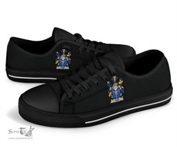 Irish Orme Coat of Arms Family Crest Ireland Low Top Shoes (Women's/Men's) Black/ White Irish Shoes