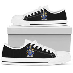 Irish Orme Coat of Arms Family Crest Ireland Low Top Shoes (Women's/Men's) Black/ White Irish Shoes