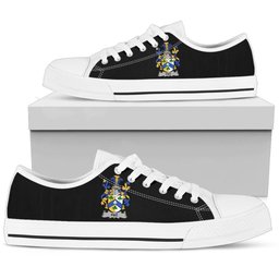 Irish Pike Coat of Arms Family Crest Ireland Low Top Shoes (Women's/Men's) Black/ White Irish Shoes