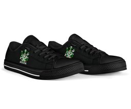 Irish Wakeman Coat of Arms Family Crest Ireland Low Top Shoes (Women's/Men's) Black/ White Irish Shoes