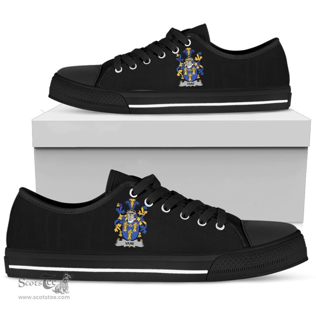 Irish Vane Coat of Arms Family Crest Ireland Low Top Shoes (Women's/Men's) Black/ White Irish Shoes