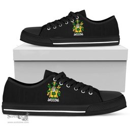 Irish Woods Coat of Arms Family Crest Ireland Low Top Shoes (Women's/Men's) Black/ White Irish Shoes