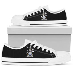 Irish Rawson Coat of Arms Family Crest Ireland Low Top Shoes (Women's/Men's) Black/ White Irish Shoes