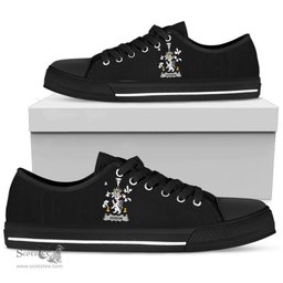 Irish Verdon Coat of Arms Family Crest Ireland Low Top Shoes (Women's/Men's) Black/ White Irish Shoes
