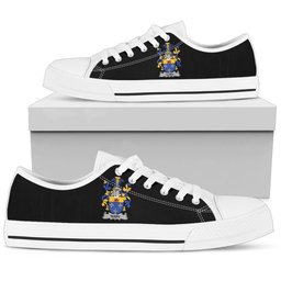 Irish Terry Coat of Arms Family Crest Ireland Low Top Shoes (Women's/Men's) Black/ White Irish Shoes