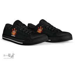 Irish Willoughby Coat of Arms Family Crest Ireland Low Top Shoes (Women's/Men's) Black/ White Irish Shoes