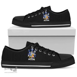 Irish Neill or McNeill Coat of Arms Family Crest Ireland Low Top Shoes (Women's/Men's) Black/ White Irish Shoes