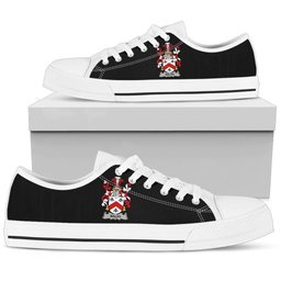 Irish Walsh Coat of Arms Family Crest Ireland Low Top Shoes (Women's/Men's) Black/ White Irish Shoes