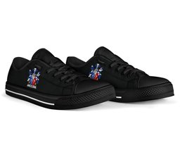 Irish Trant or Trent Coat of Arms Family Crest Ireland Low Top Shoes (Women's/Men's) Black/ White Irish Shoes