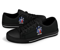 Irish Trant or Trent Coat of Arms Family Crest Ireland Low Top Shoes (Women's/Men's) Black/ White Irish Shoes