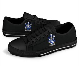 Irish Venables Coat of Arms Family Crest Ireland Low Top Shoes (Women's/Men's) Black/ White Irish Shoes