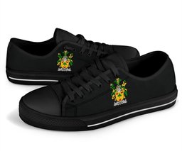 Irish Odell Coat of Arms Family Crest Ireland Low Top Shoes (Women's/Men's) Black/ White Irish Shoes