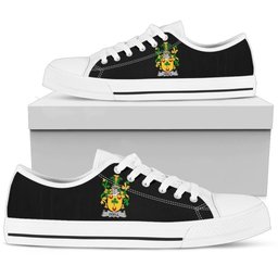 Irish Odell Coat of Arms Family Crest Ireland Low Top Shoes (Women's/Men's) Black/ White Irish Shoes