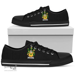 Irish Odell Coat of Arms Family Crest Ireland Low Top Shoes (Women's/Men's) Black/ White Irish Shoes