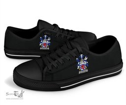 Irish Stratford Coat of Arms Family Crest Ireland Low Top Shoes (Women's/Men's) Black/ White Irish Shoes