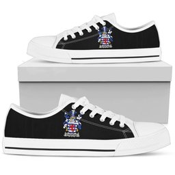 Irish Stratford Coat of Arms Family Crest Ireland Low Top Shoes (Women's/Men's) Black/ White Irish Shoes