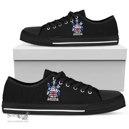 Irish Stratford Coat of Arms Family Crest Ireland Low Top Shoes (Women's/Men's) Black/ White Irish Shoes