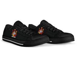 Irish Vizer Coat of Arms Family Crest Ireland Low Top Shoes (Women's/Men's) Black/ White Irish Shoes