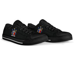 Irish Winch Coat of Arms Family Crest Ireland Low Top Shoes (Women's/Men's) Black/ White Irish Shoes