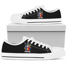 Irish Winch Coat of Arms Family Crest Ireland Low Top Shoes (Women's/Men's) Black/ White Irish Shoes