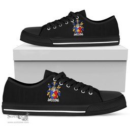 Irish Winch Coat of Arms Family Crest Ireland Low Top Shoes (Women's/Men's) Black/ White Irish Shoes