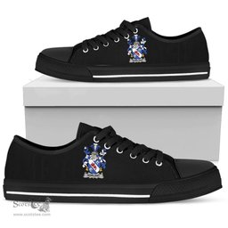 Irish Nowland Coat of Arms Family Crest Ireland Low Top Shoes (Women's/Men's) Black/ White Irish Shoes