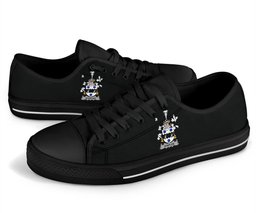 Irish Staples Coat of Arms Family Crest Ireland Low Top Shoes (Women's/Men's) Black/ White Irish Shoes