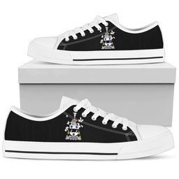 Irish Staples Coat of Arms Family Crest Ireland Low Top Shoes (Women's/Men's) Black/ White Irish Shoes