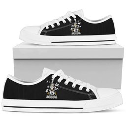 Irish Salmon Coat of Arms Family Crest Ireland Low Top Shoes (Women's/Men's) Black/ White Irish Shoes