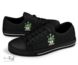Irish Wilson Coat of Arms Family Crest Ireland Low Top Shoes (Women's/Men's) Black/ White Irish Shoes