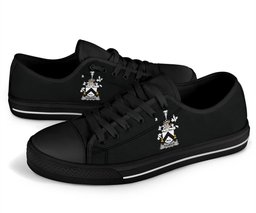Irish Thunder Coat of Arms Family Crest Ireland Low Top Shoes (Women's/Men's) Black/ White Irish Shoes