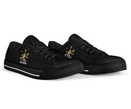 Irish Waller Coat of Arms Family Crest Ireland Low Top Shoes (Women's/Men's) Black/ White Irish Shoes