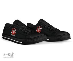 Irish Shevlin Coat of Arms Family Crest Ireland Low Top Shoes (Women's/Men's) Black/ White Irish Shoes