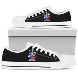 Irish Studdert Coat of Arms Family Crest Ireland Low Top Shoes (Women's/Men's) Black/ White Irish Shoes