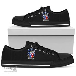 Irish Studdert Coat of Arms Family Crest Ireland Low Top Shoes (Women's/Men's) Black/ White Irish Shoes