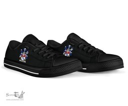 Irish Whelan Coat of Arms Family Crest Ireland Low Top Shoes (Women's/Men's) Black/ White Irish Shoes