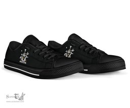 Irish Stubber Coat of Arms Family Crest Ireland Low Top Shoes (Women's/Men's) Black/ White Irish Shoes